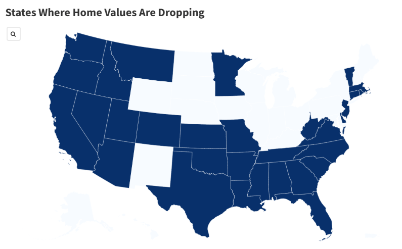 Map Shows Home Values Dropping in Half the Country as Housing Market Shifts