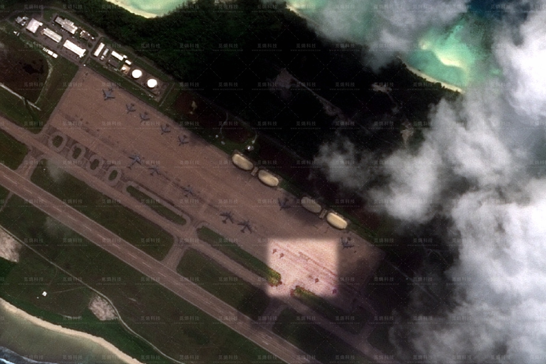 Chinese Satellites Capture US Bombers and Jets at Island Air Base