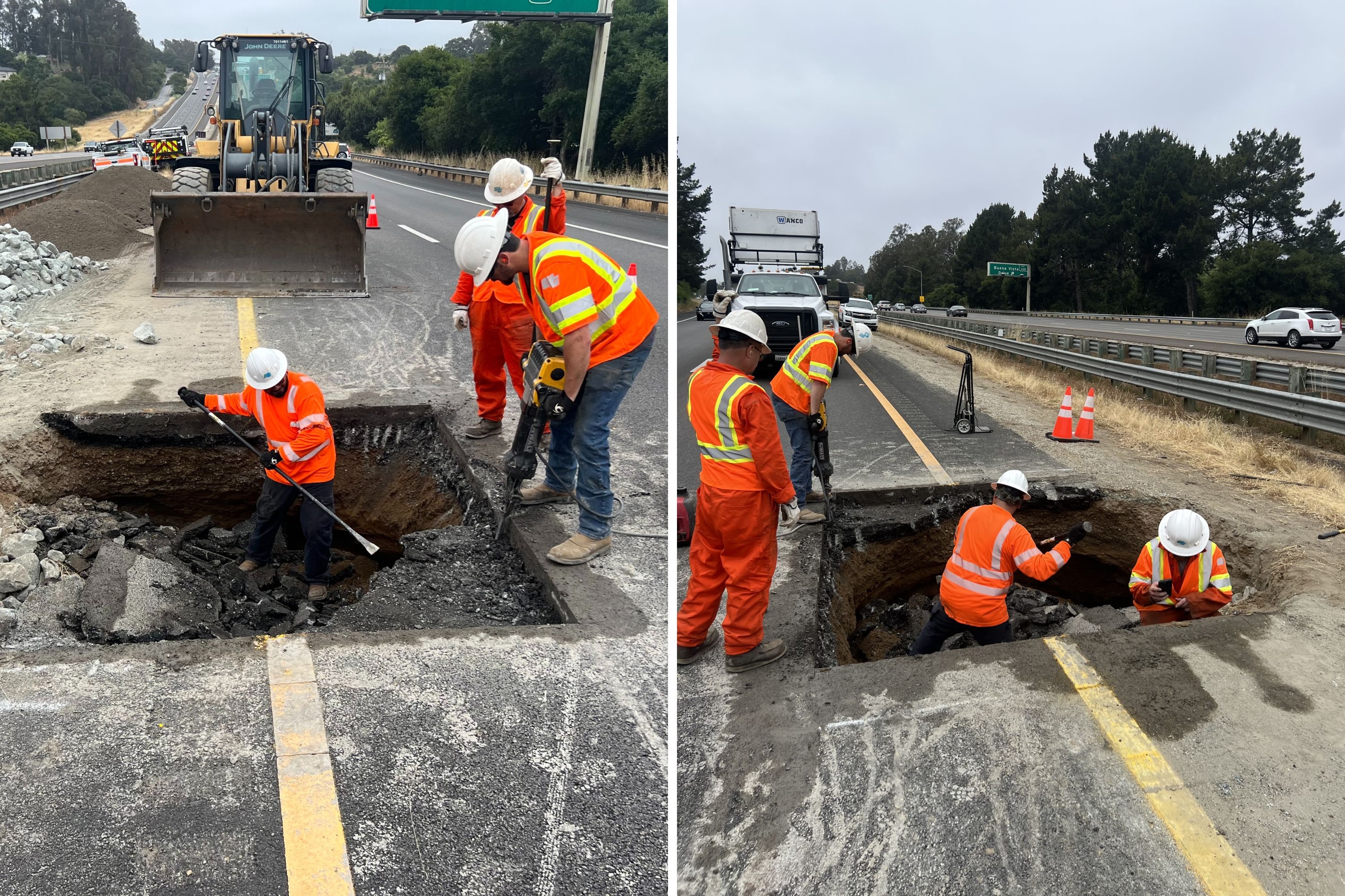 Sinkhole Opens in Middle of California Highway