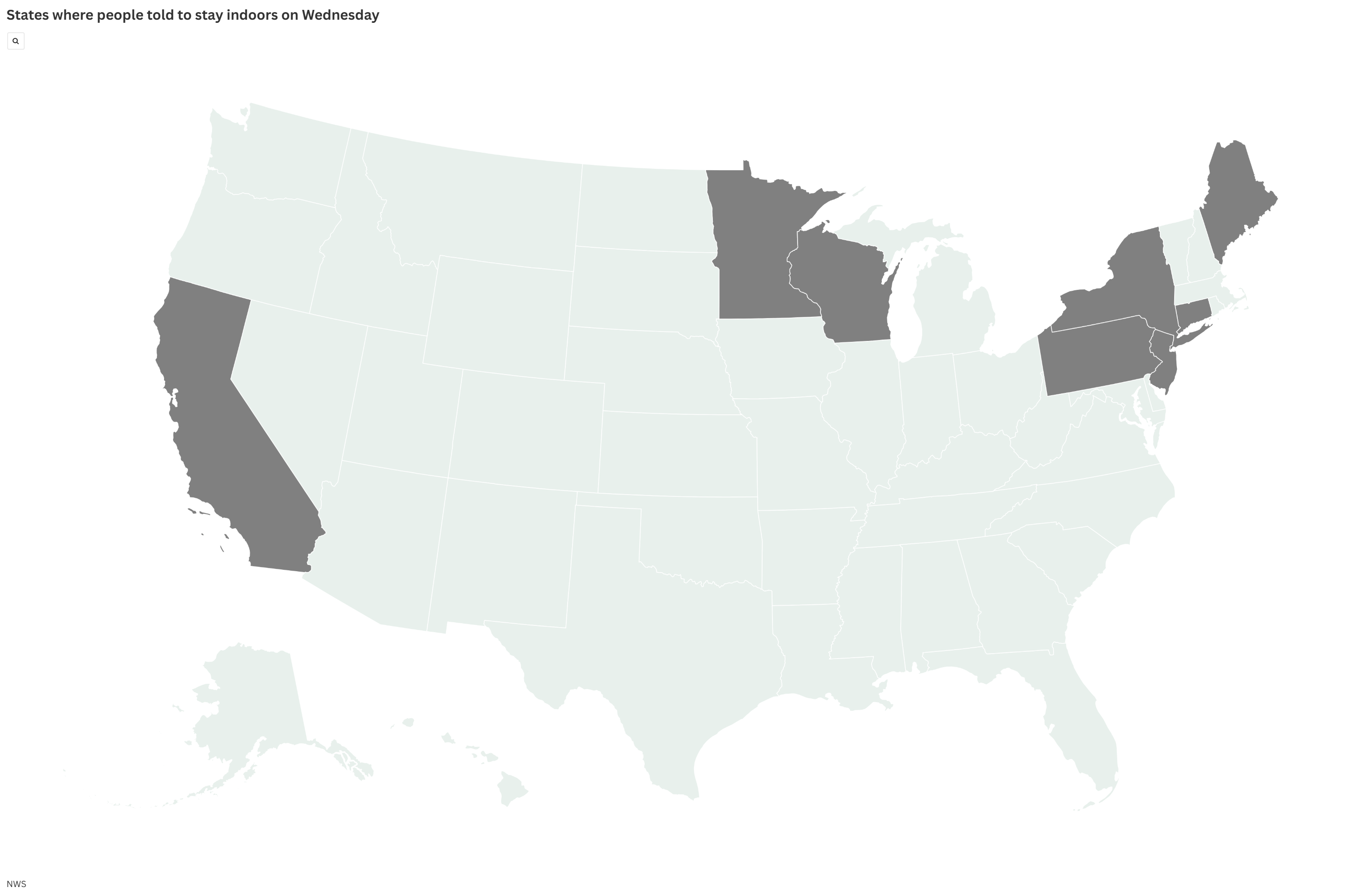Map Shows States Where People Told to Stay Indoors Today