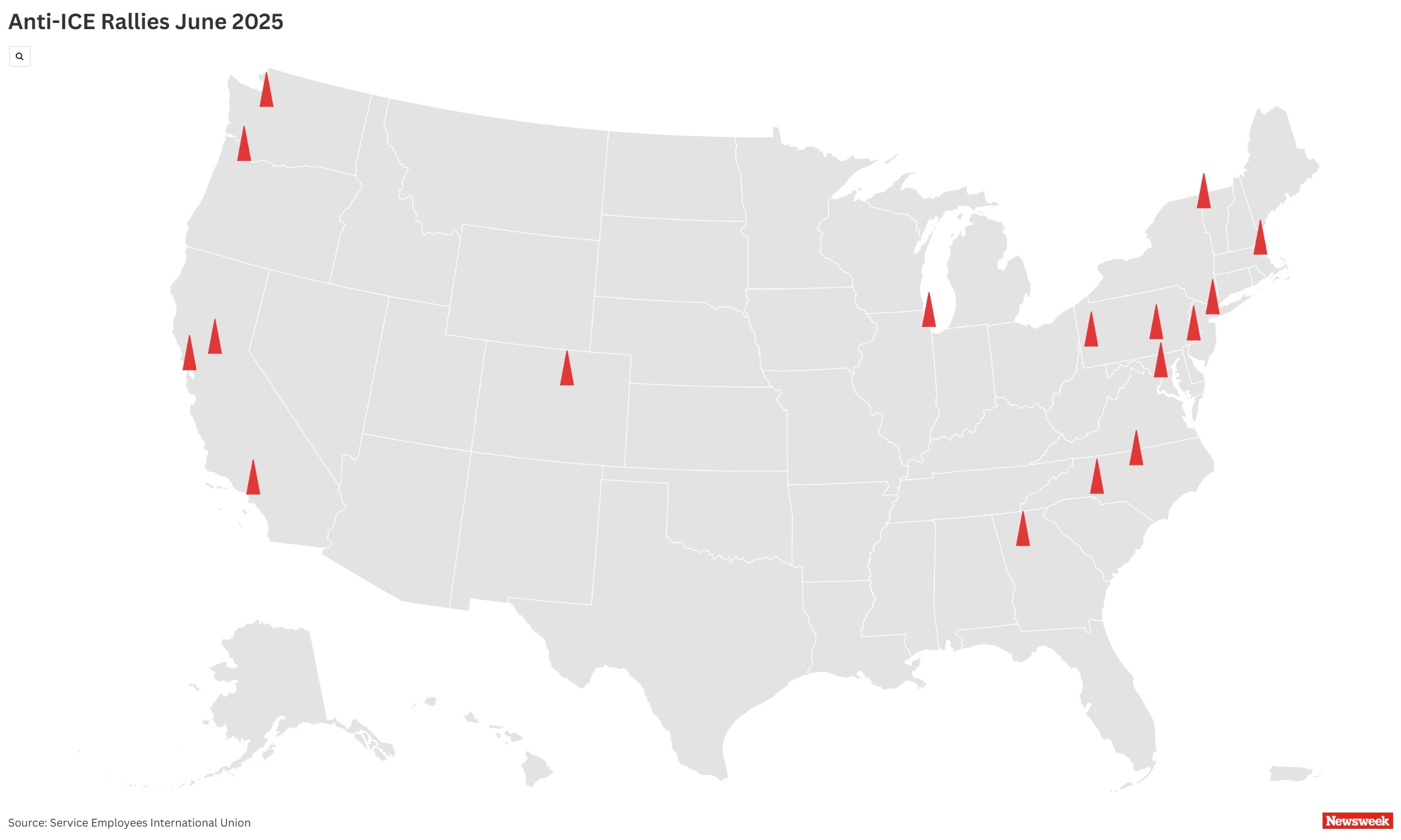 Map Shows Locations Where Anti-ICE Protests Are Planned Amid LA Riots