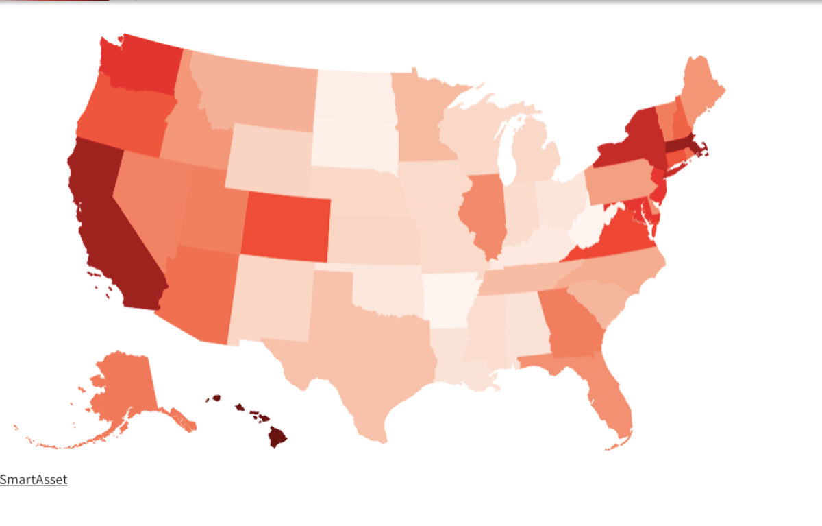 Map Show States Where Highest, Lowest Salary Needed for Comfortable Life