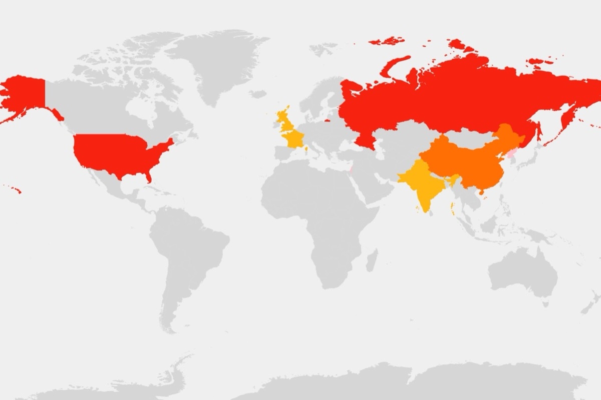 Map Shows World's Nuclear Stockpiles As China Warheads Increase