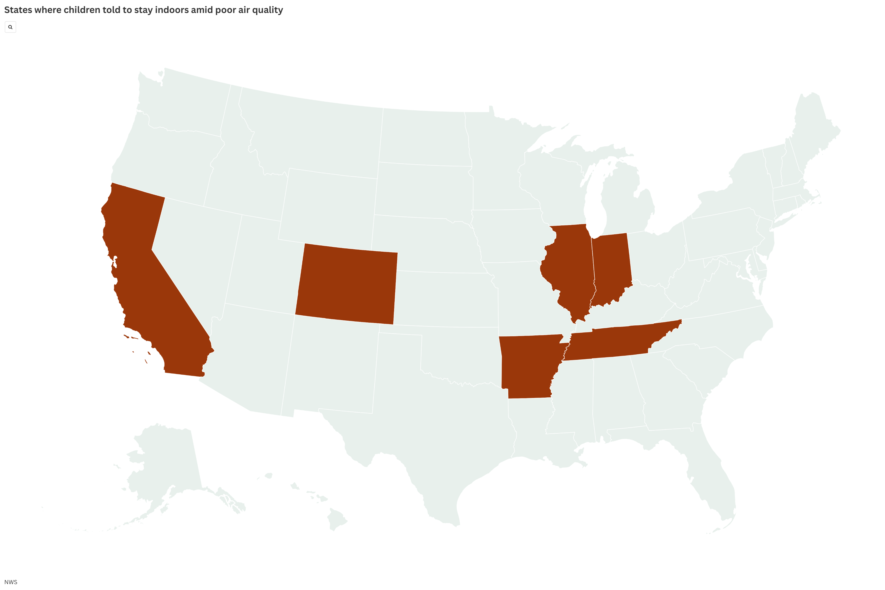 Map Shows States Where Children Urged to Avoid 'Prolonged Outdoor Exposure'