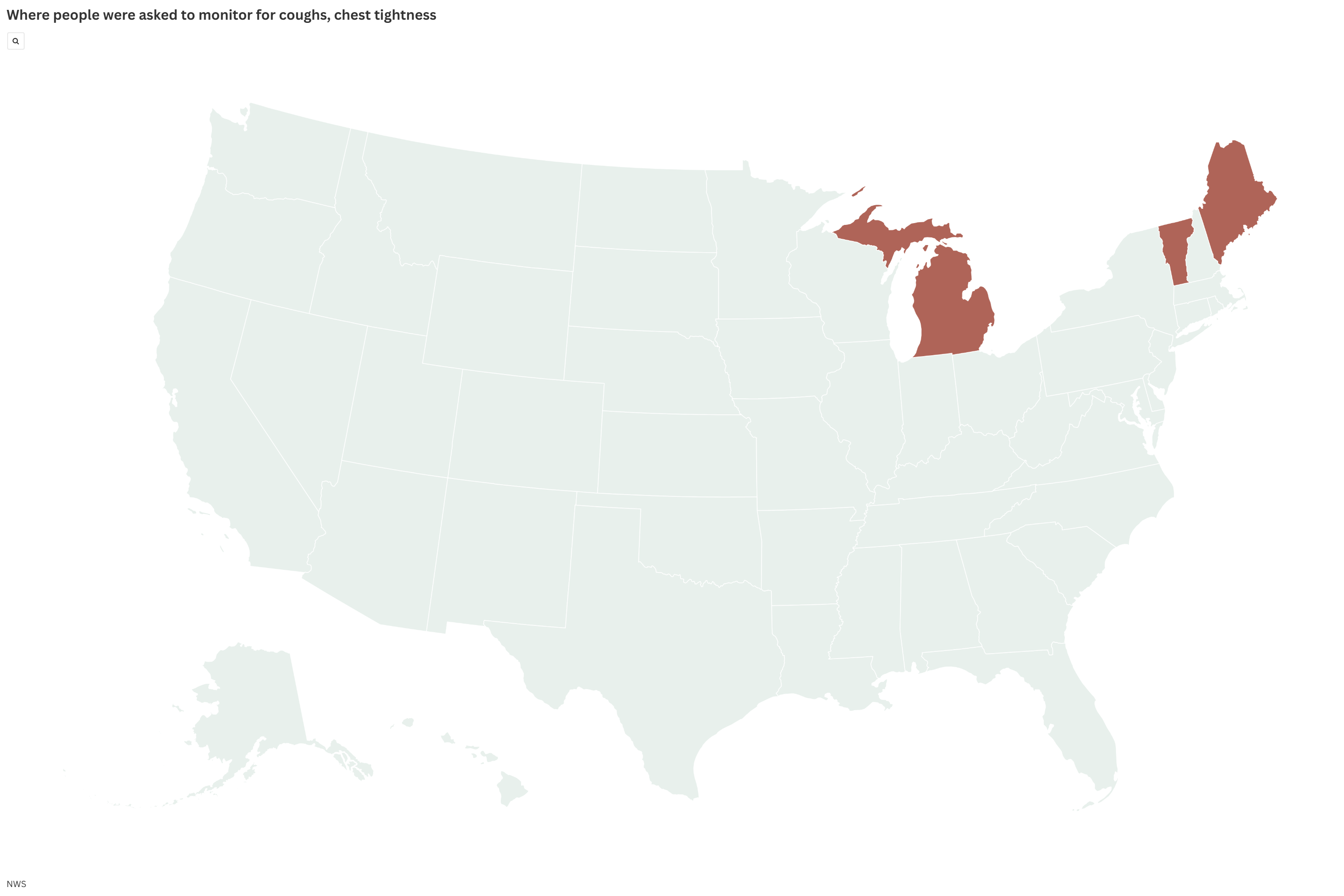Map Shows States Where People Told To Monitor for Coughs, Chest Tightness