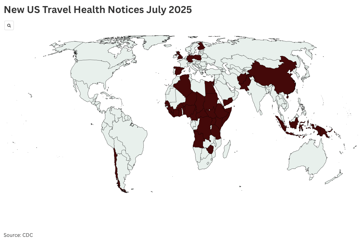 Map Shows Countries Where US Has Issued Fresh Travel Warnings