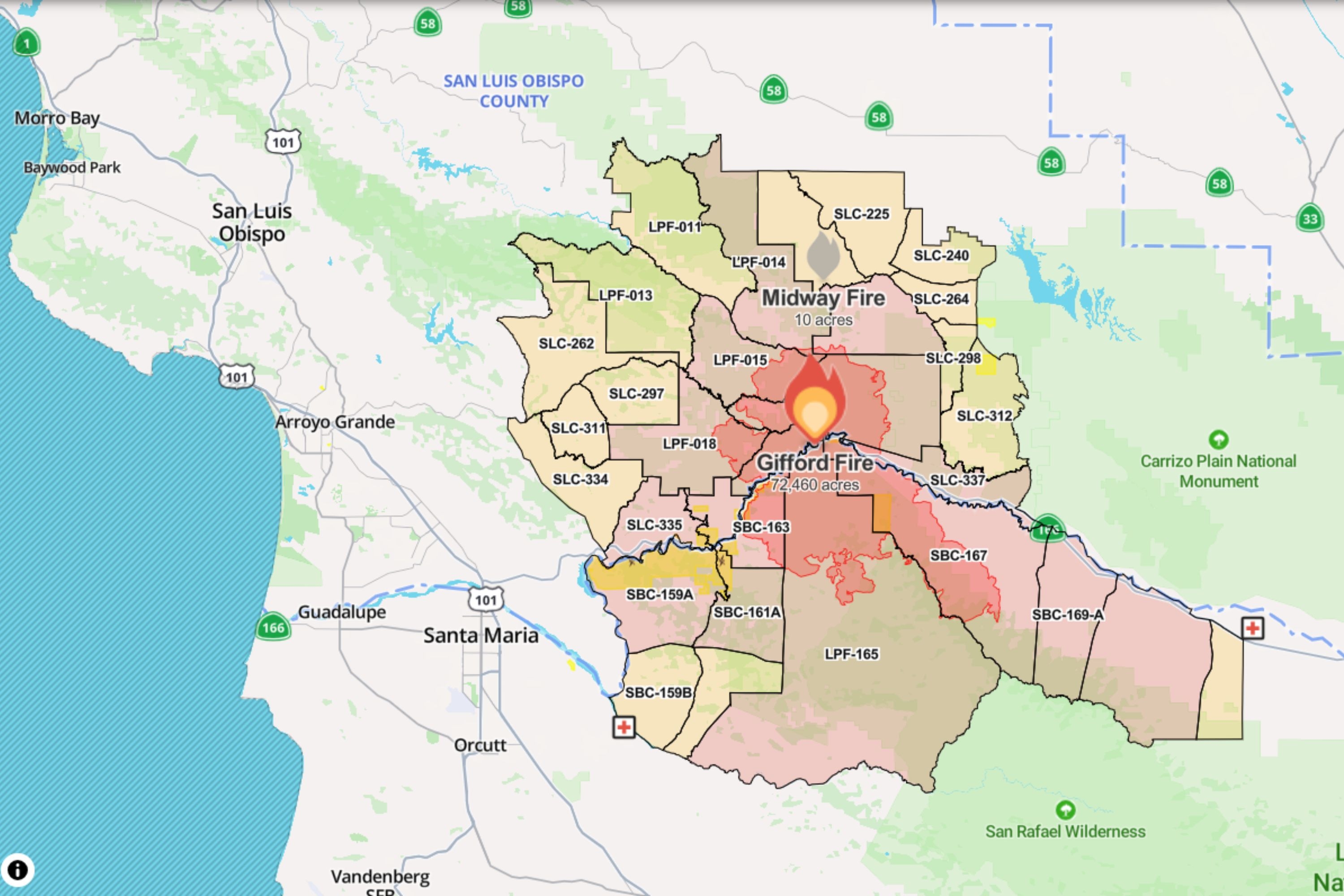 California Fire Map, Update As Evacuation Orders Issued for Gifford Blaze