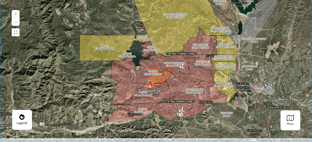 Map Shows Where Canyon Fire Is Burning in Southern California