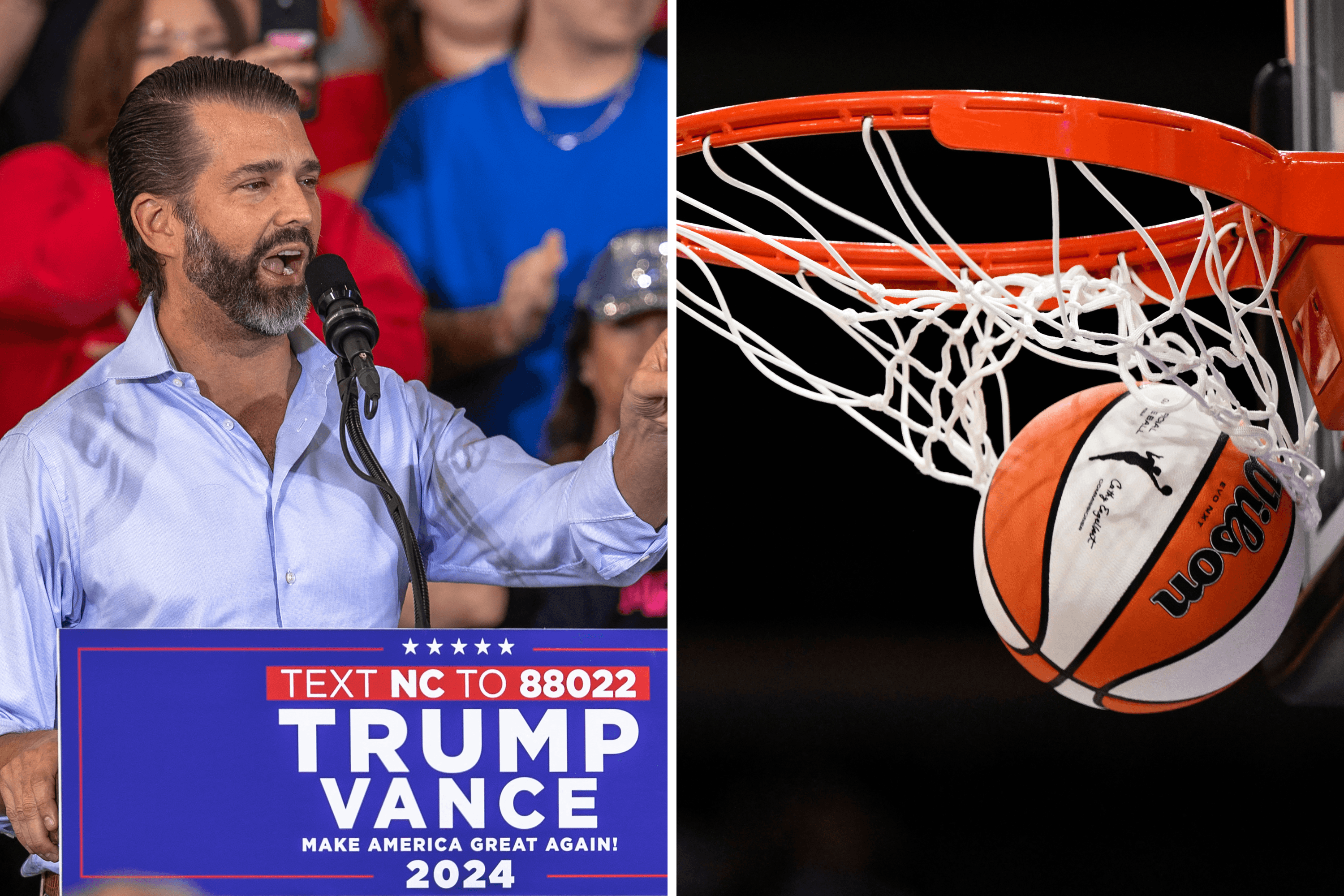 Donald Trump Jr. Posts Photo of Trump Throwing Sex Toy at WNBA Game