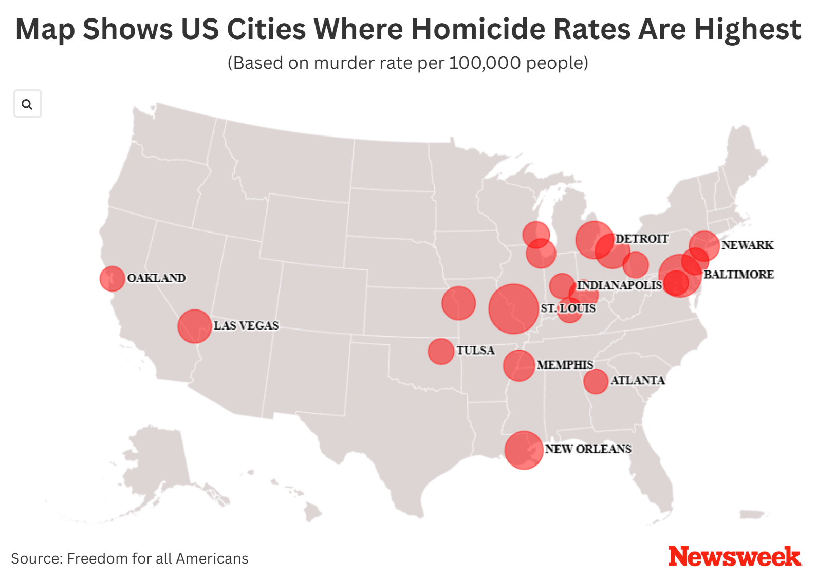 Map Shows US Cities Where Homicide Rates Are Highest