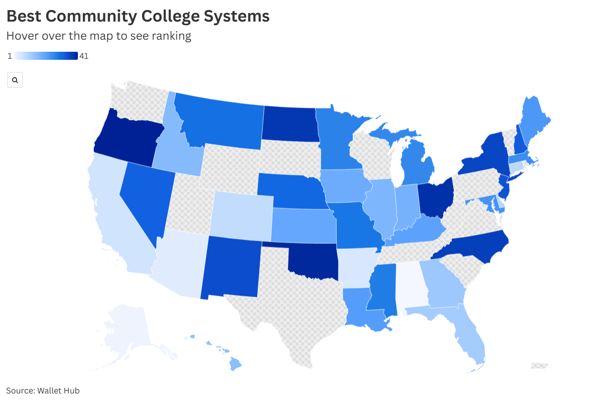 Map Shows States With Best—and Worst—Community Colleges