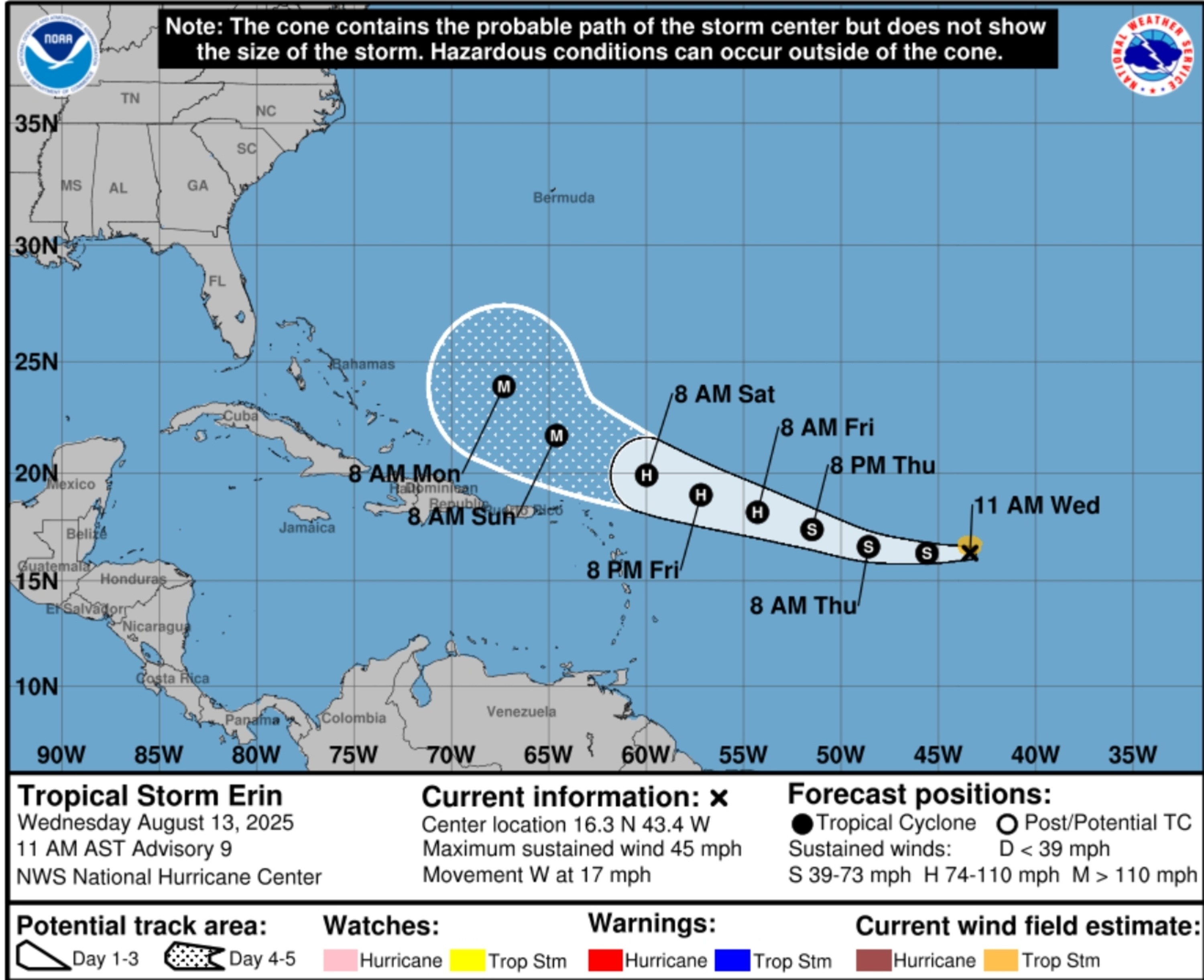 Meteorologists Reveal Chances of Tropical Storm Erin Impacting US