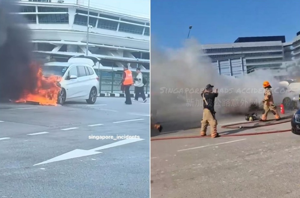 Car Bursts into Flames on Bukit Timah Road; SMRT Bus Driver Attempts to Extinguish Fire