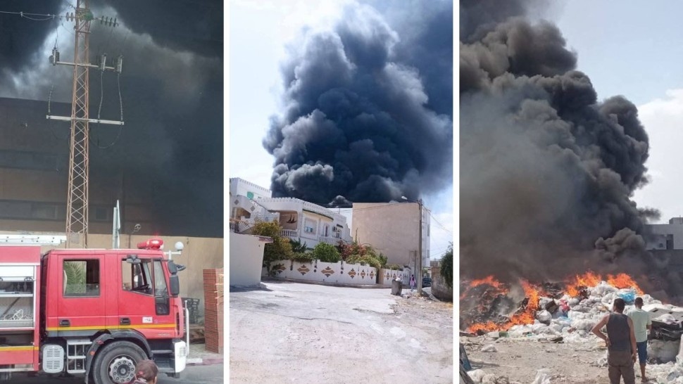 المنستير: اندلاع حريق في مصنع لجمع النفايات بمدينة بوحجر