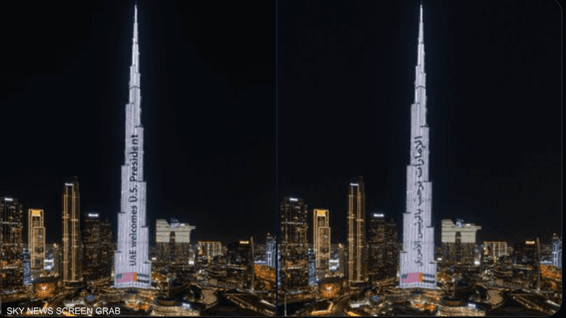 هكذا رحب برج خليفة بزيارة ترامب للإمارات- فيديو