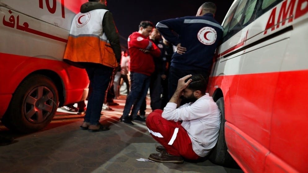 استشهاد احد طواقم جمعية الهلال الأحمر الفلسطيني في خانيونس