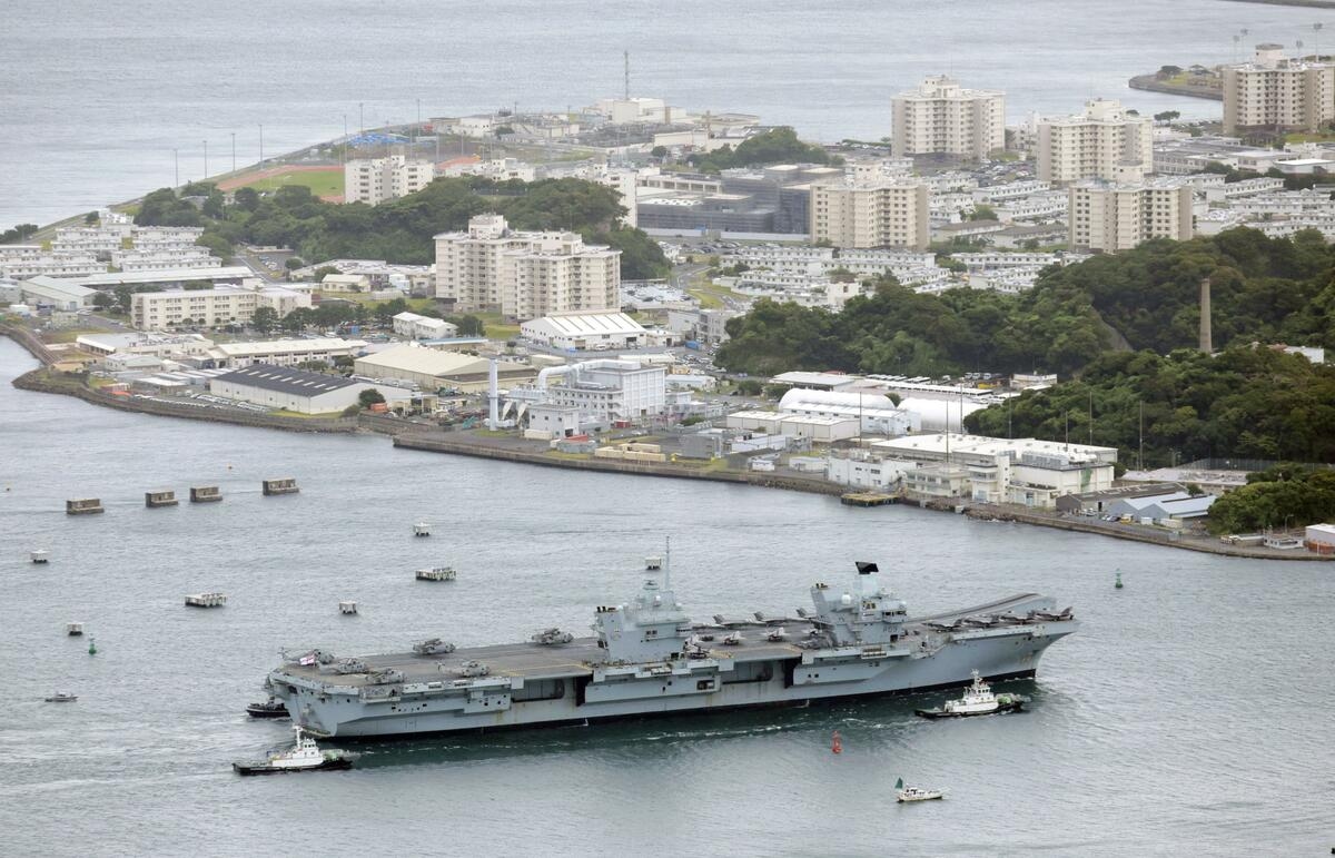 British navy carrier group makes port call in Japan, 1st in 4 years
