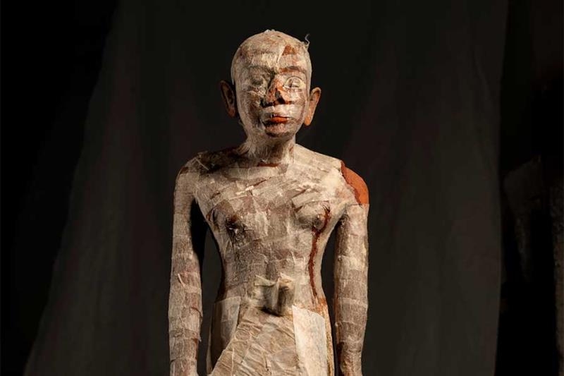 Ancient Egyptian wooden statuette from Saqqara found cracked upon discovery, now well-preserved - Ancient Egypt