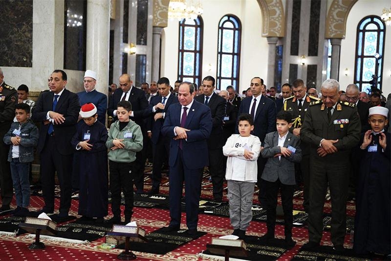 El-Sisi performs Eid El-Fitr prayer in New Cairo - Society
