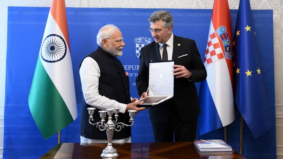PM Modi Receives Special Gift In Croatia - A Grammar Book Of...Written By...
