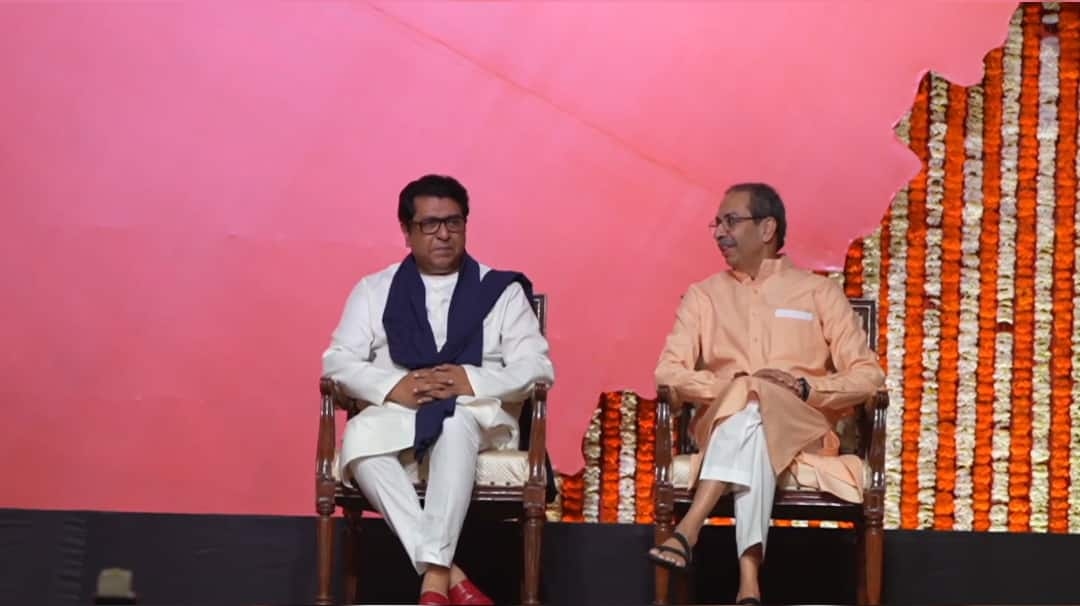 Thackeray Cousins Share Stage In Worli, Reunite After 2 Decades For Marathi Cause