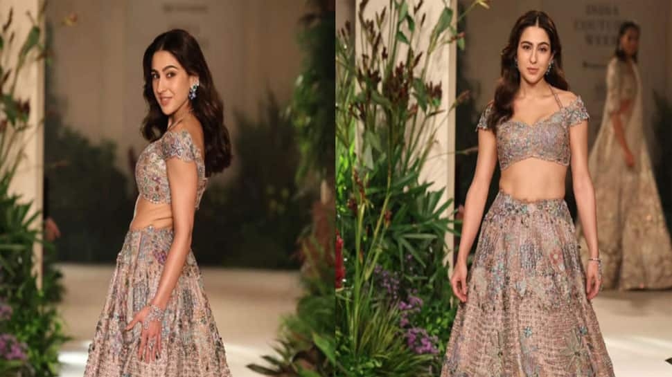 Sara Ali Khan Sizzles In Rose Gold Lehenga At The Ramp, Turns Showstopper For Aisha Raos Debut Show At India Couture Week 2025
