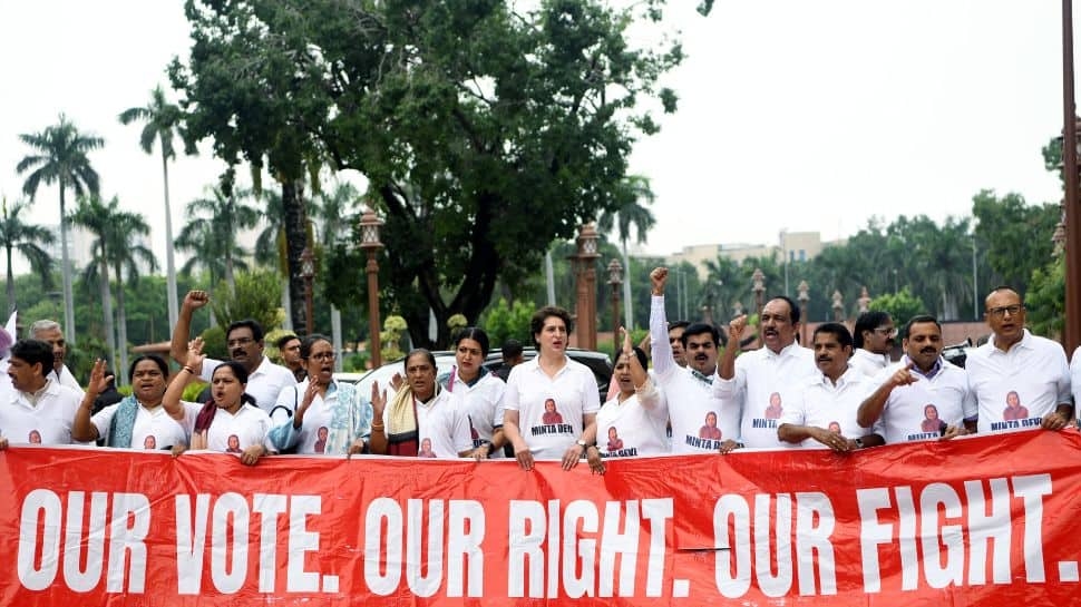 From Onions Garland To 124 Not Out: Why INDIA Blocs T-Shirt Protest Took Center Stage In Parliament?