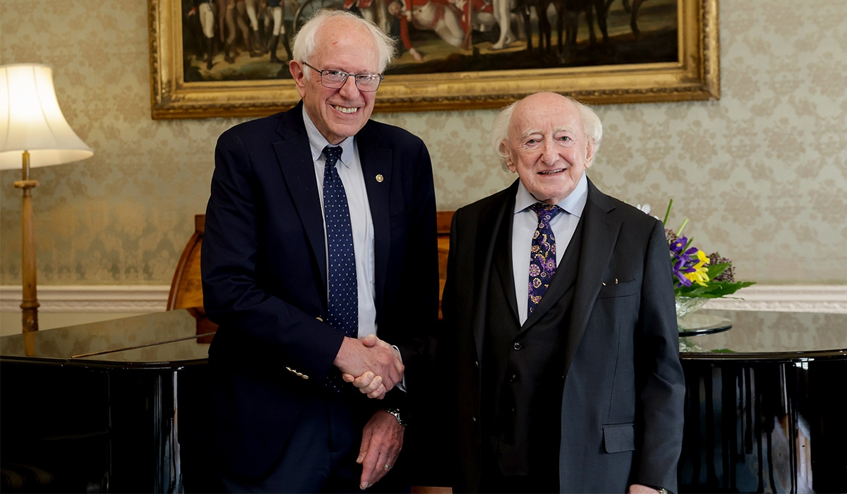 Everyone saying the same thing as Bernie Sanders joins Michael D. Higgins at Áras