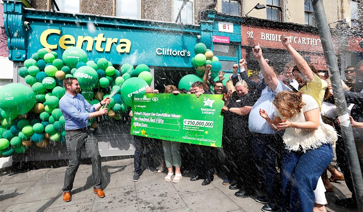 Celebrations underway as Cork Centra react to selling €250million EuroMillions ticket