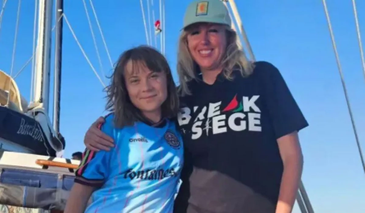 Greta Thunberg sports Bohemians jersey as she boards aid ship to Gaza