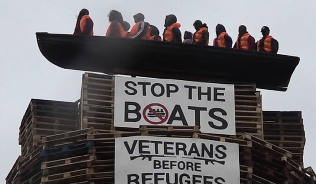United Against Racism responds to Tyrone bonfire featuring migrant boat