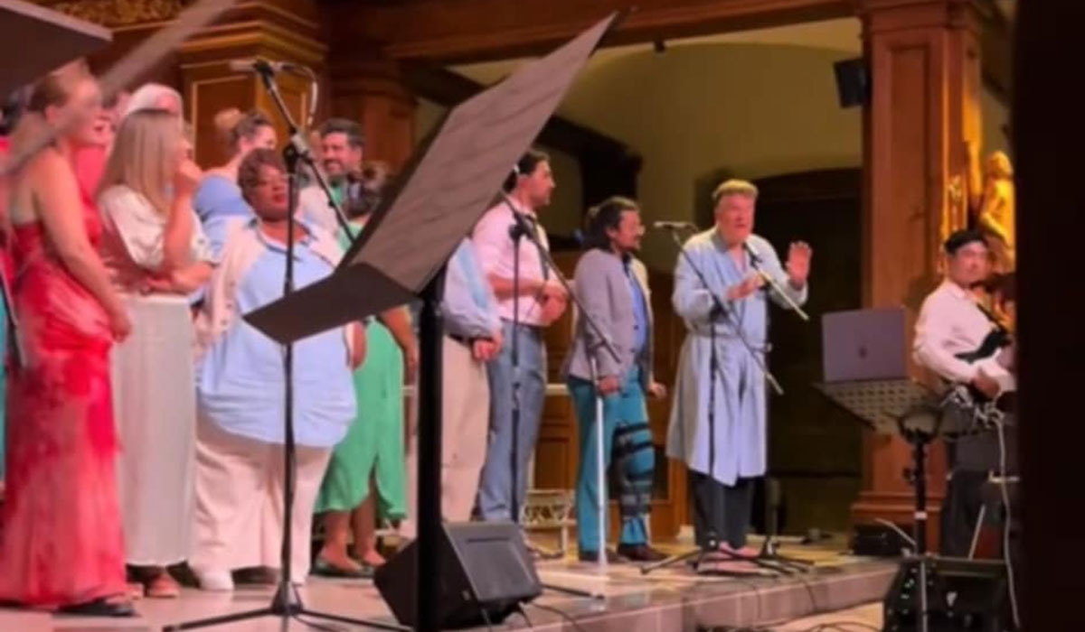 Grumpy bishop in dressing gown shuts down church concert due to 'terrible racket'