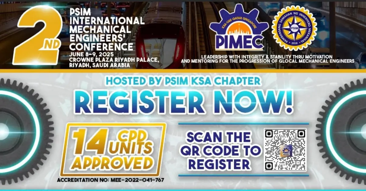 Filipino mechanical engineers to unite for 2nd PSIM international conference in Saudi Arabia