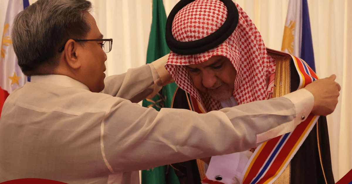 Former Saudi Ambassador honored by PH for boosting ties, aid for Filipinos