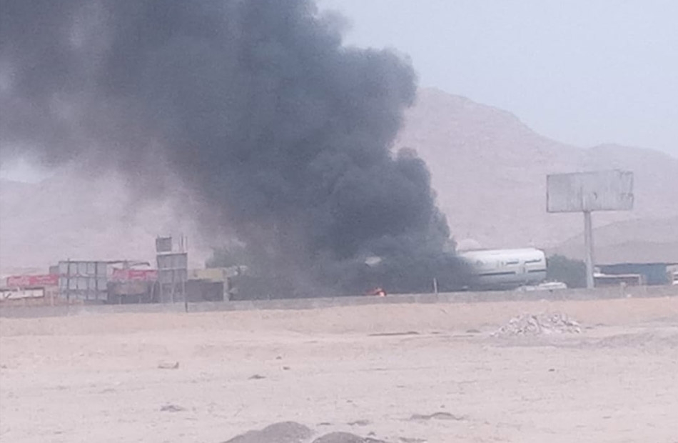 حريق في سيارة نقل مواد بترولية على طريق «سفاجا
