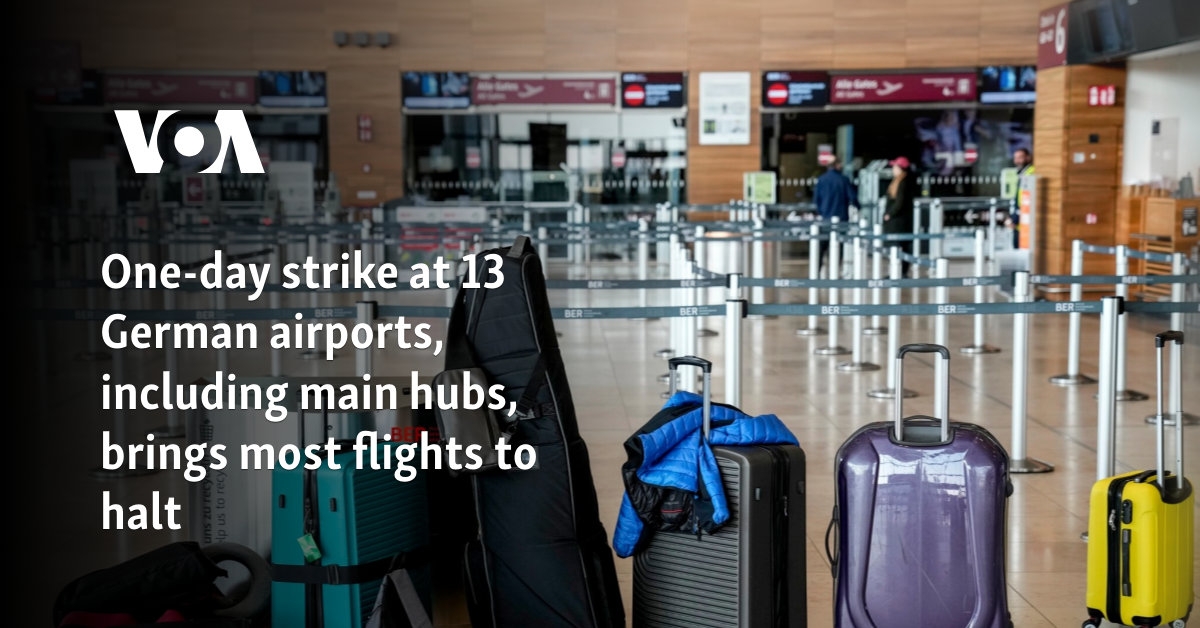 One-day strike at 13 German airports, including main hubs, brings most flights to halt