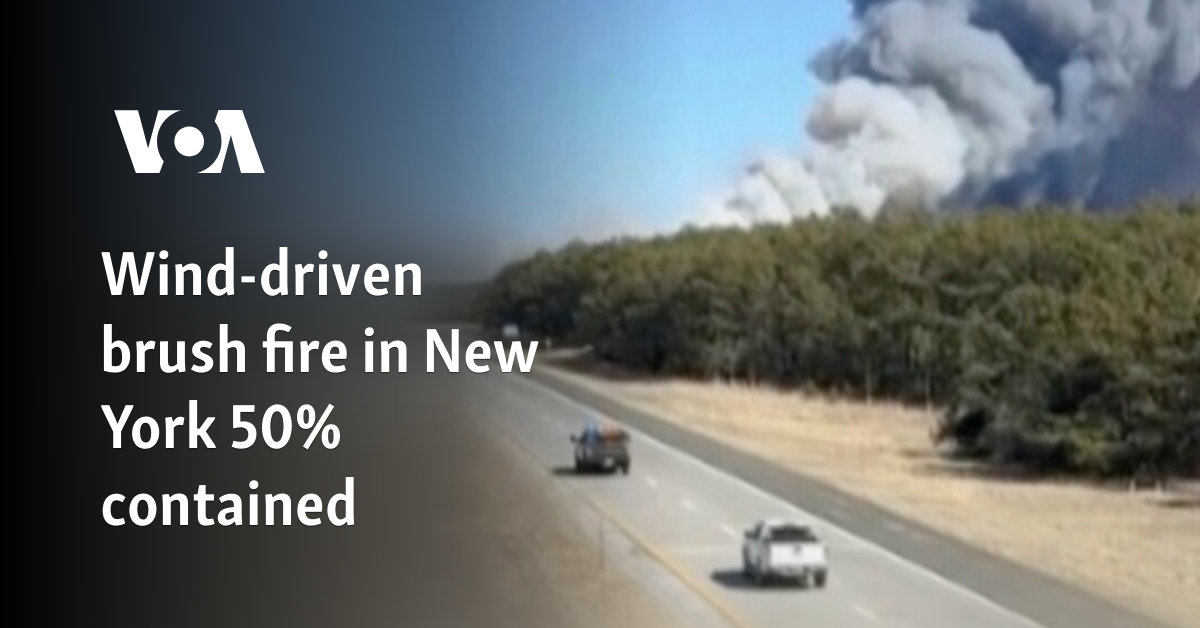 Wind-driven brush fire in New York 50% contained