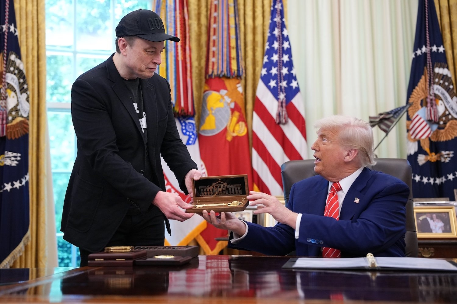 Trump Admits ‘Elon's Really Not Leaving' During DOGE Press Conference
