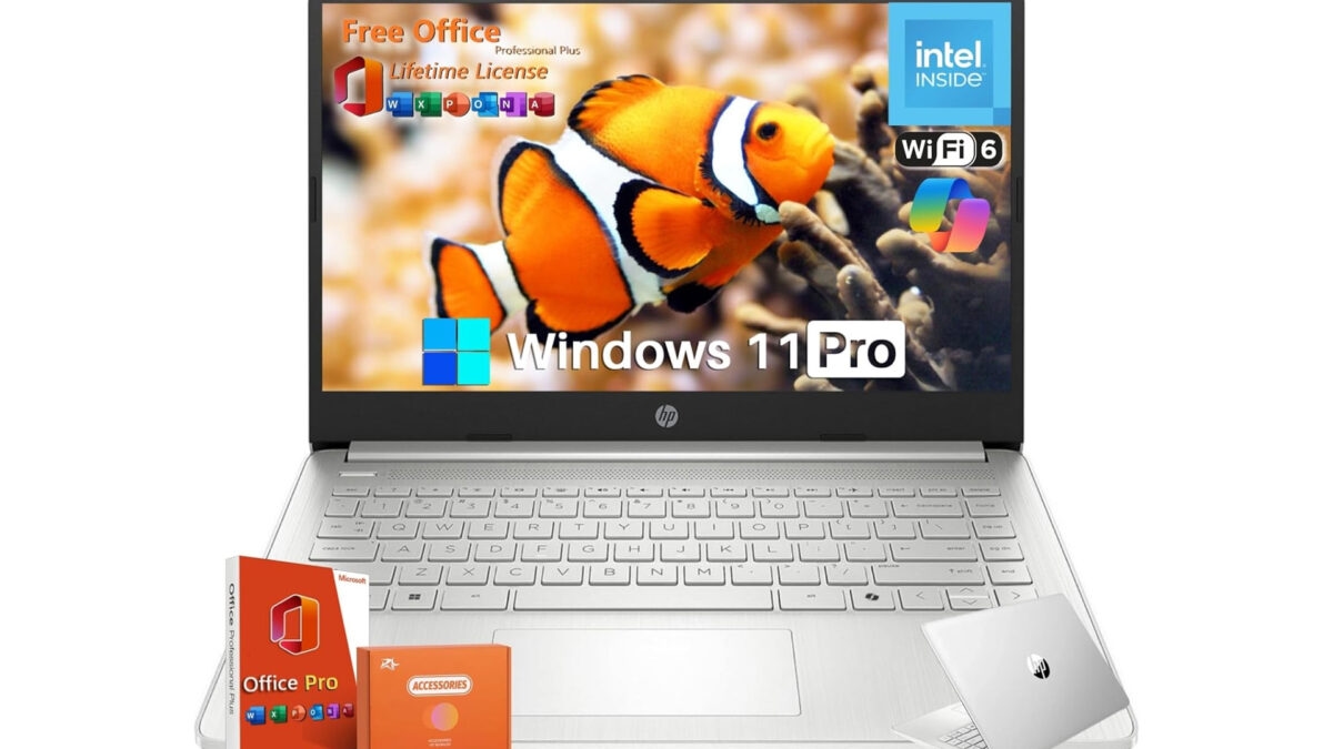 HP's 2025 14″ Laptop Bundle Is Nearly Free, Now 73% Off Includes Lifetime MS Office Pro and Windows 11 Pro