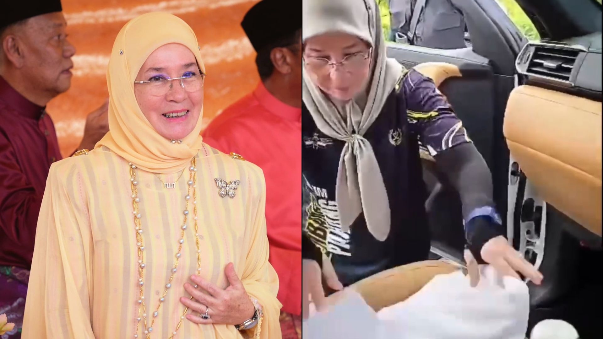 (Video) Tunku Azizah Cleaning Spilt Cendol In Royal Car Melts Netizens' Hearts
