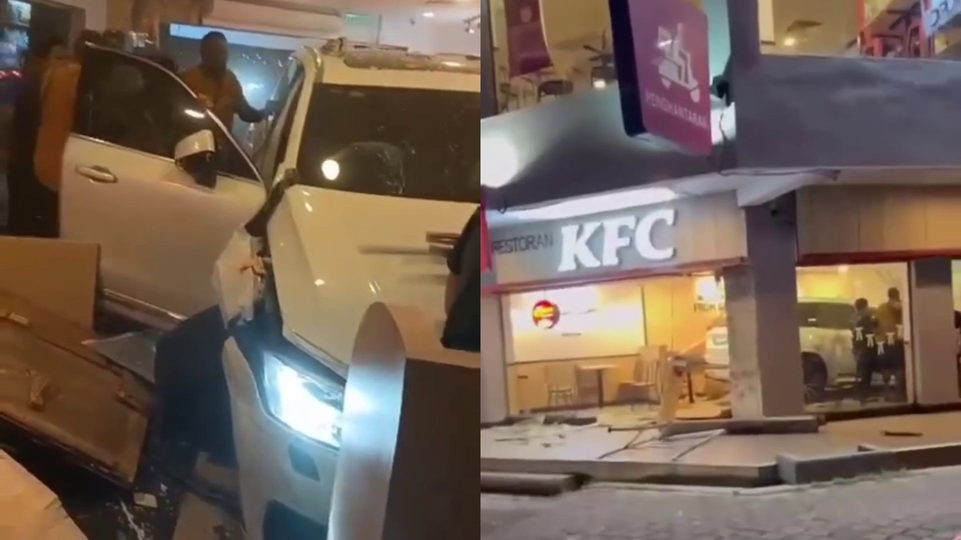 (Video) SUV Crashes Into KFC Outlet In Perak, Leaving 1 Dead & 7 Injured