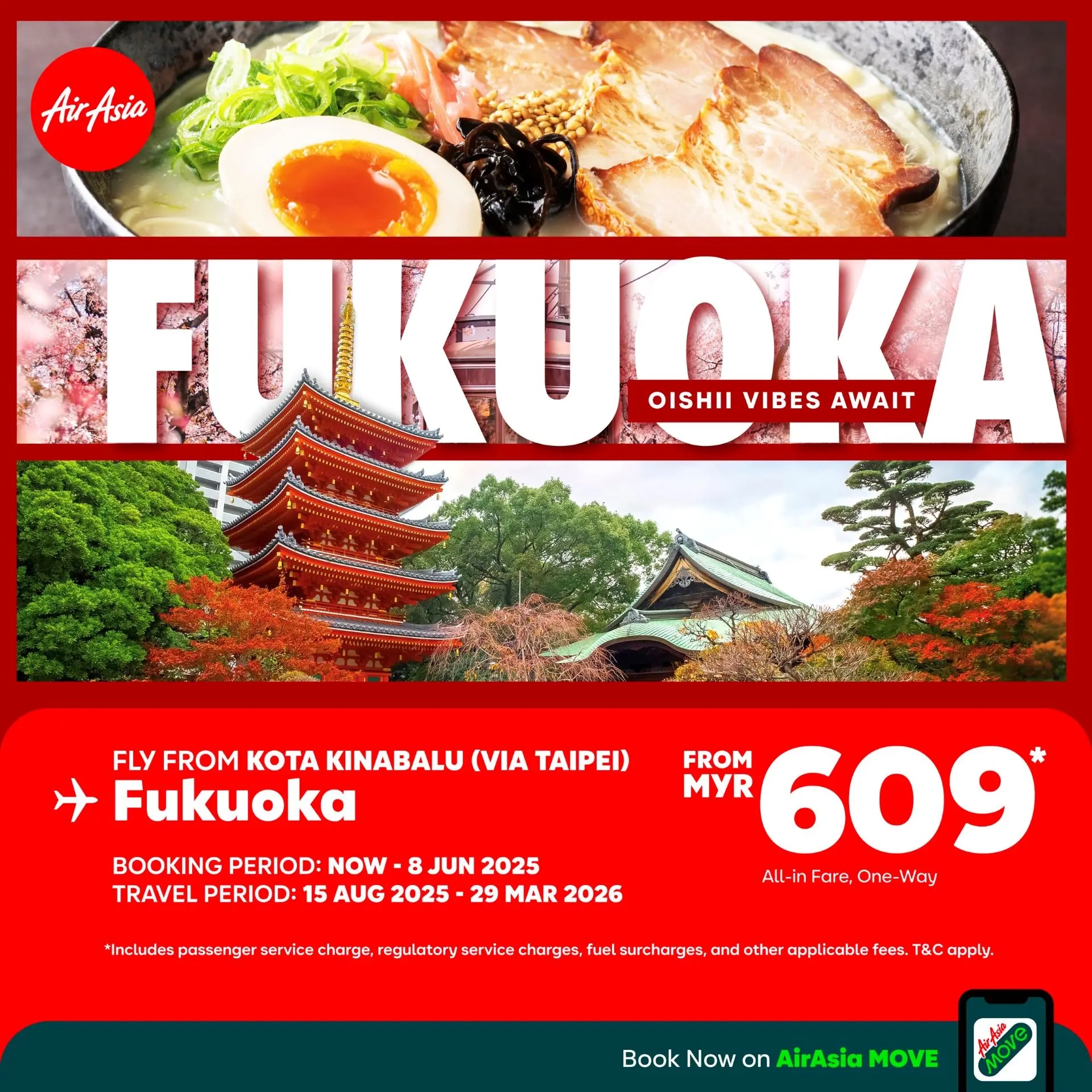 AirAsia To Launch Kota Kinabalu To Fukuoka Route Via Taipei This August; Promo Fares Up For Grabs!