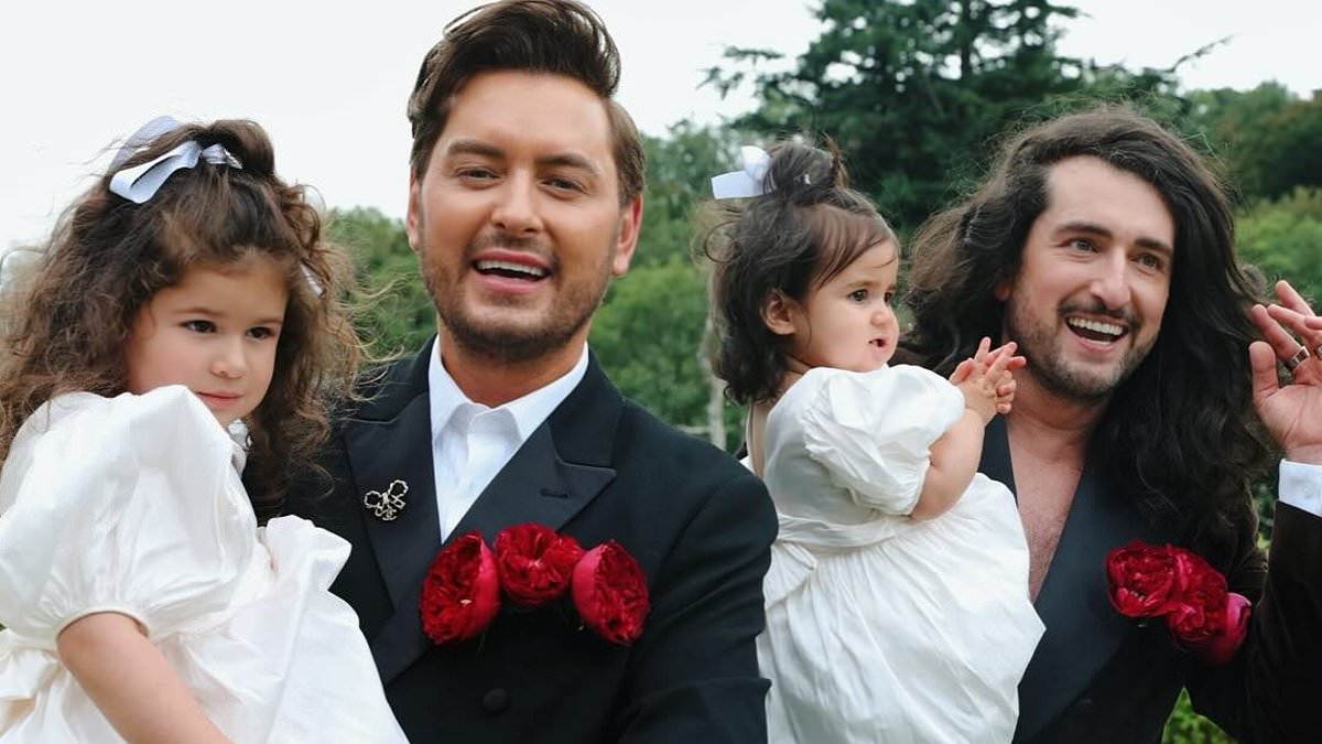 Big Brother star Brian Dowling renews his wedding vows with husband Arthur Gourounlian for the SECOND time... one year after welcoming another daughter