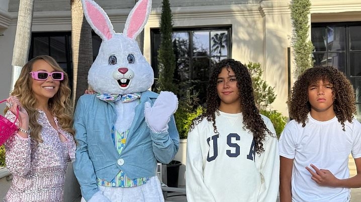 Mariah Carey's twins are almost as tall as she is in cute Easter family snaps