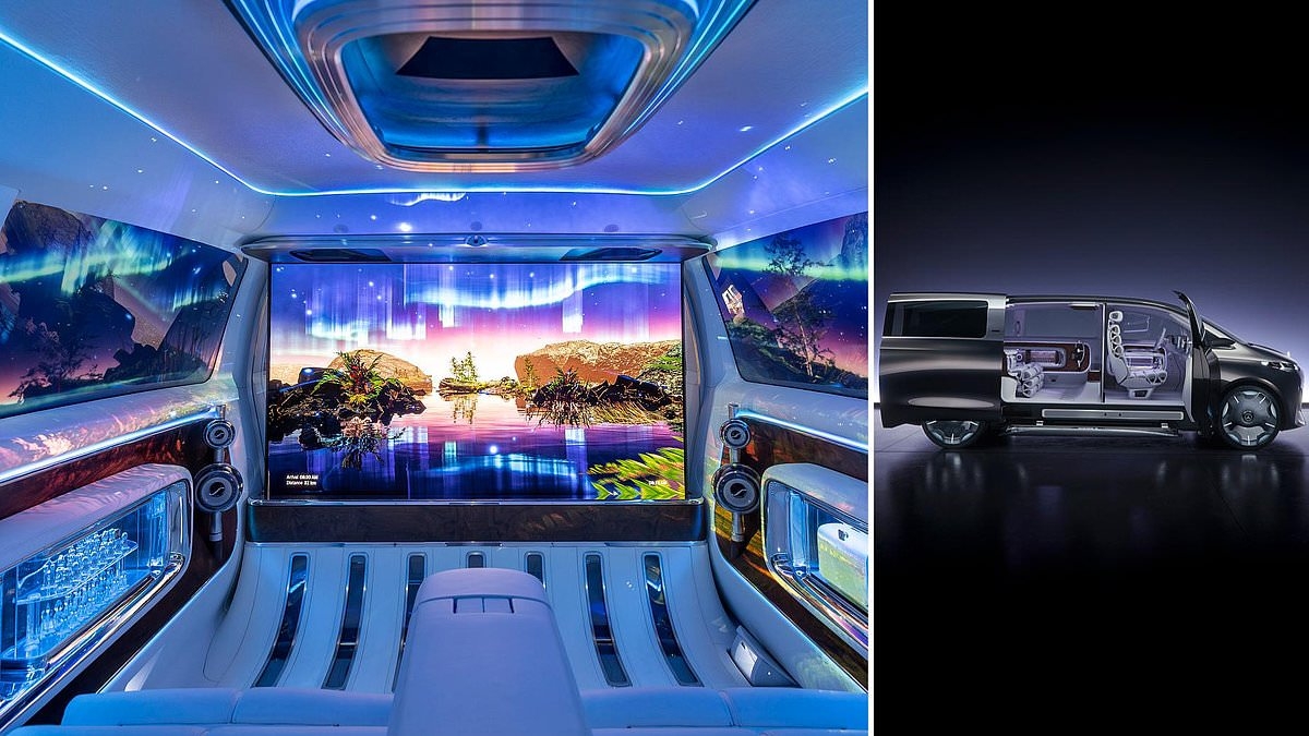 Mercedes previews Vision V electric limo with a 65-inch telly and karaoke bar mode