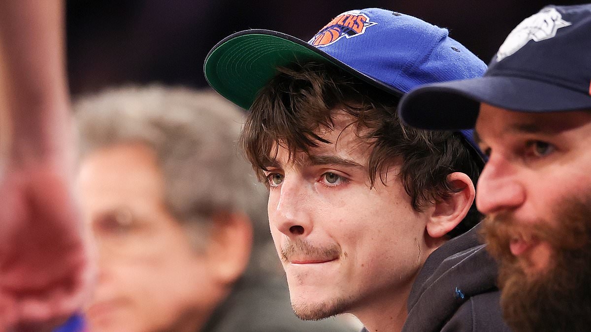 Timothée Chalamet looks glum as he watches the Knicks-Pistons NBA playoffs in NYC after packing on the PDA with Kylie Jenner at Coachella