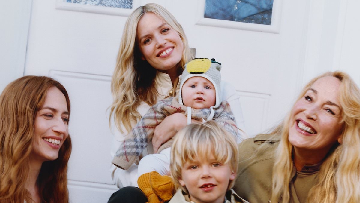 Jerry Hall, 68, is every inch the doting grandmother as she poses with her grandchildren and daughters Georgia May and Lizzy Jagger for Burberry's sweet Mother's Day campaign