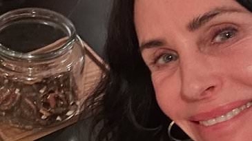 Courteney Cox reunites with best friend Jennifer Aniston for a cosy dinner with her boyfriend Johnny McDaid as the actress shares a sweet photo dump