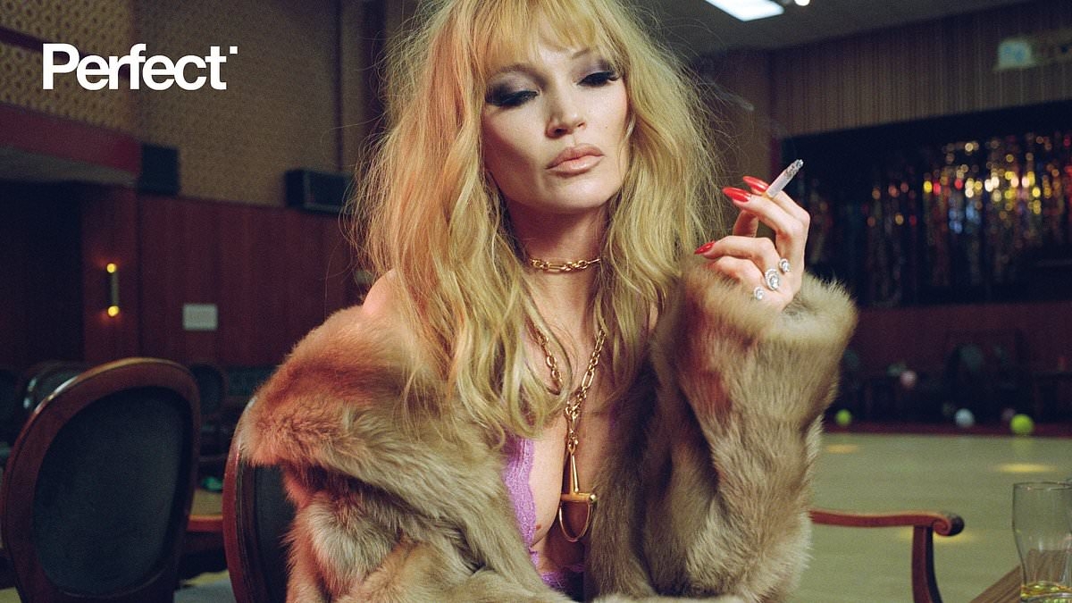 Kate Moss, 51, flashes her cleavage in sexy lingerie as she cosies up to Ray Winstone, 68, in an intimate shoot for Perfect Magazine