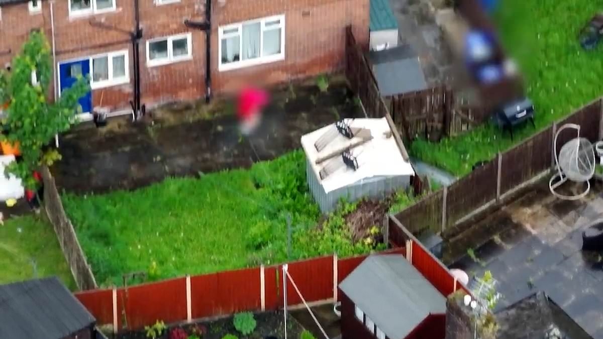 Moment bungling drug dealer repeatedly falls to the floor as he tries to flee police in an untied dressing gown - after being snagged by cops posing as users
